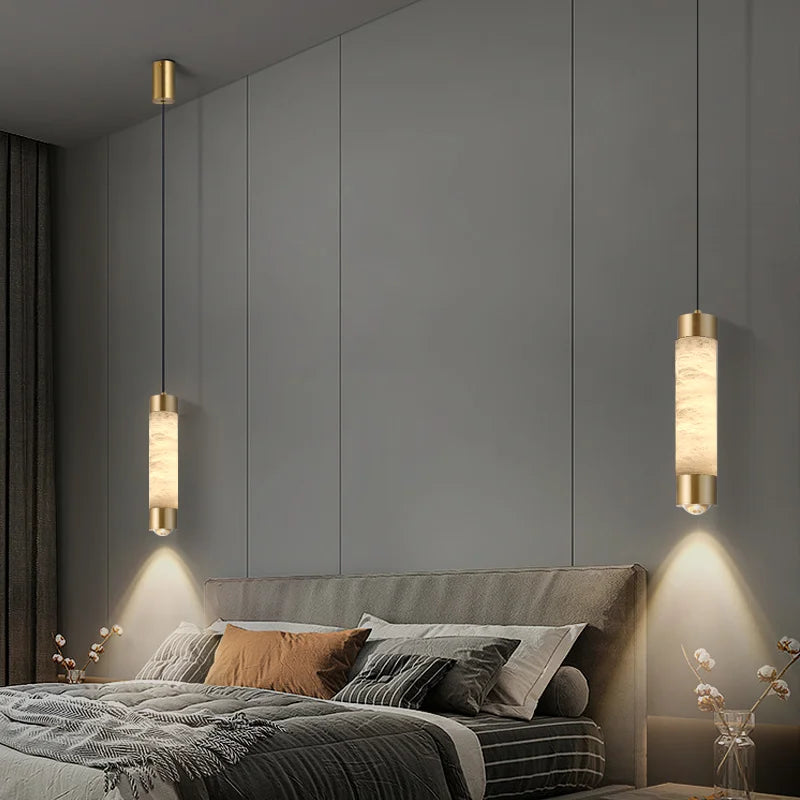 Copper Marble Small LED Chandelier Modern - Shine Room