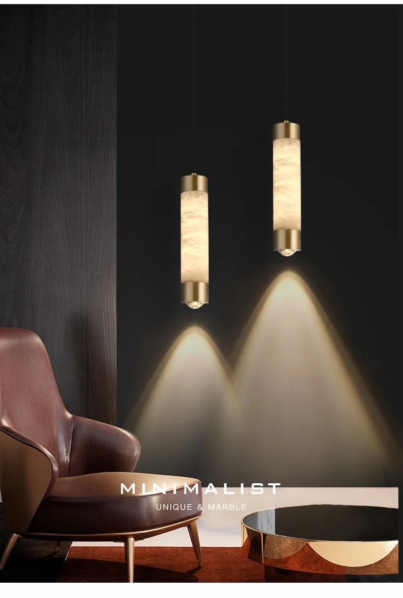 Copper Marble Small LED Chandelier Modern - Shine Room