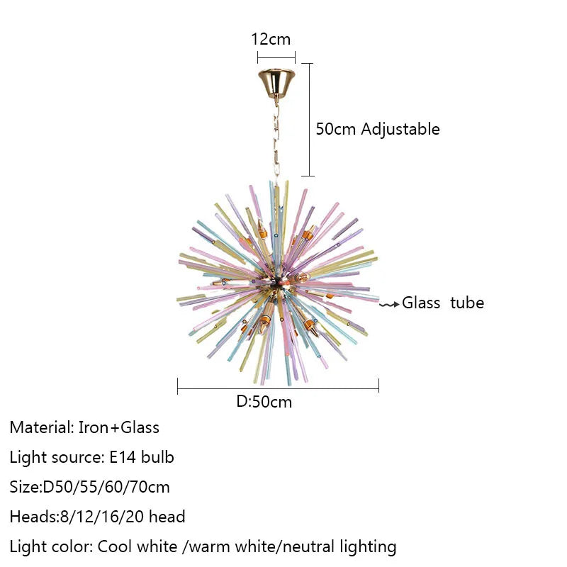 Creative Dandelion Chandelier Glass Colorful Light - Shine Room