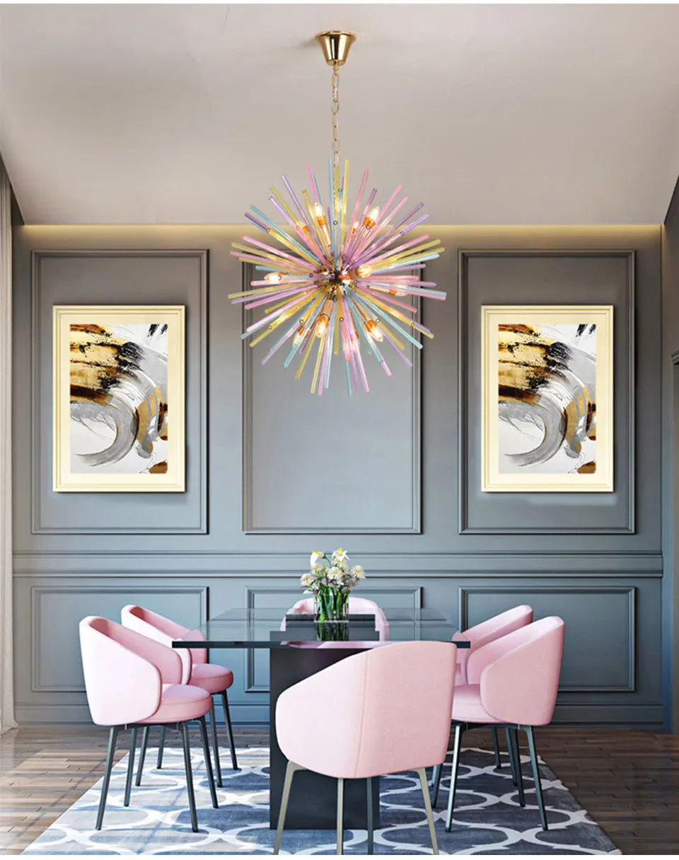 Creative Dandelion Chandelier Glass Colorful Light - Shine Room