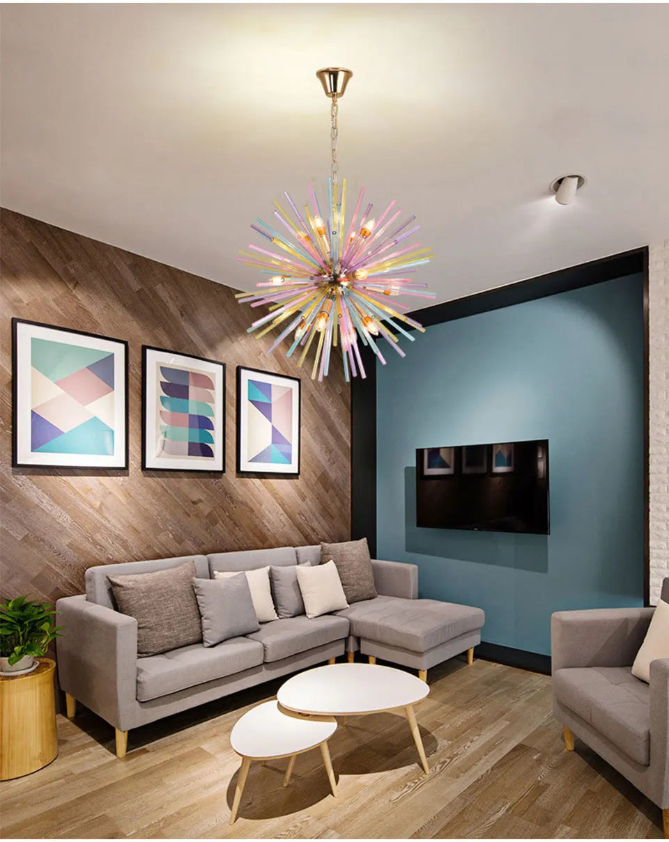 Creative Dandelion Chandelier Glass Colorful Light - Shine Room