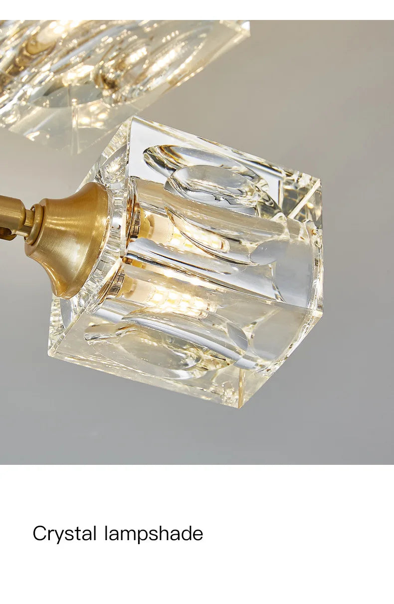 Gold Crystal Chandelier Semi Flush Mount - Shine Room