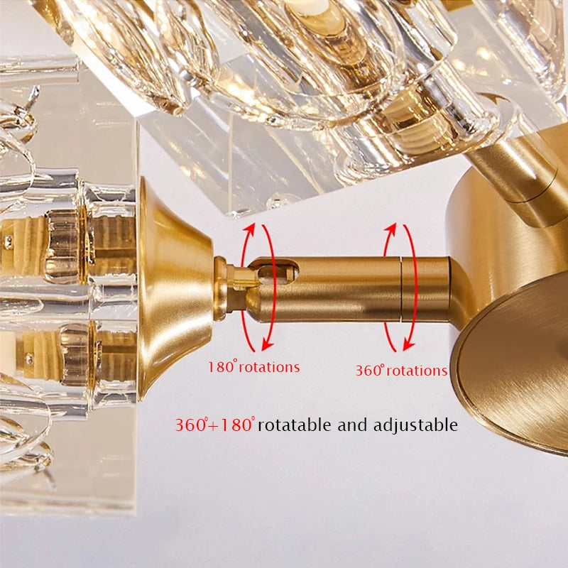 Gold Crystal Chandelier Semi Flush Mount - Shine Room