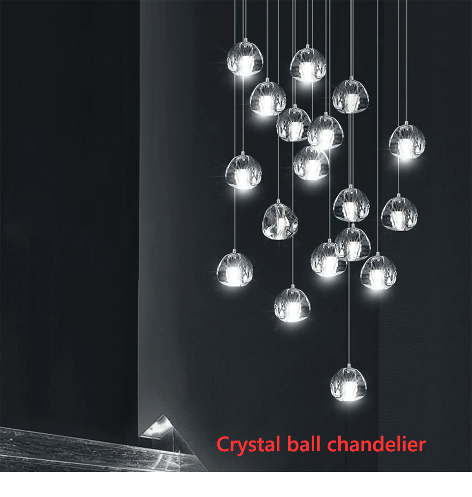 Hanging Staircase Pendant Light Crystal Ball - Shine Room
