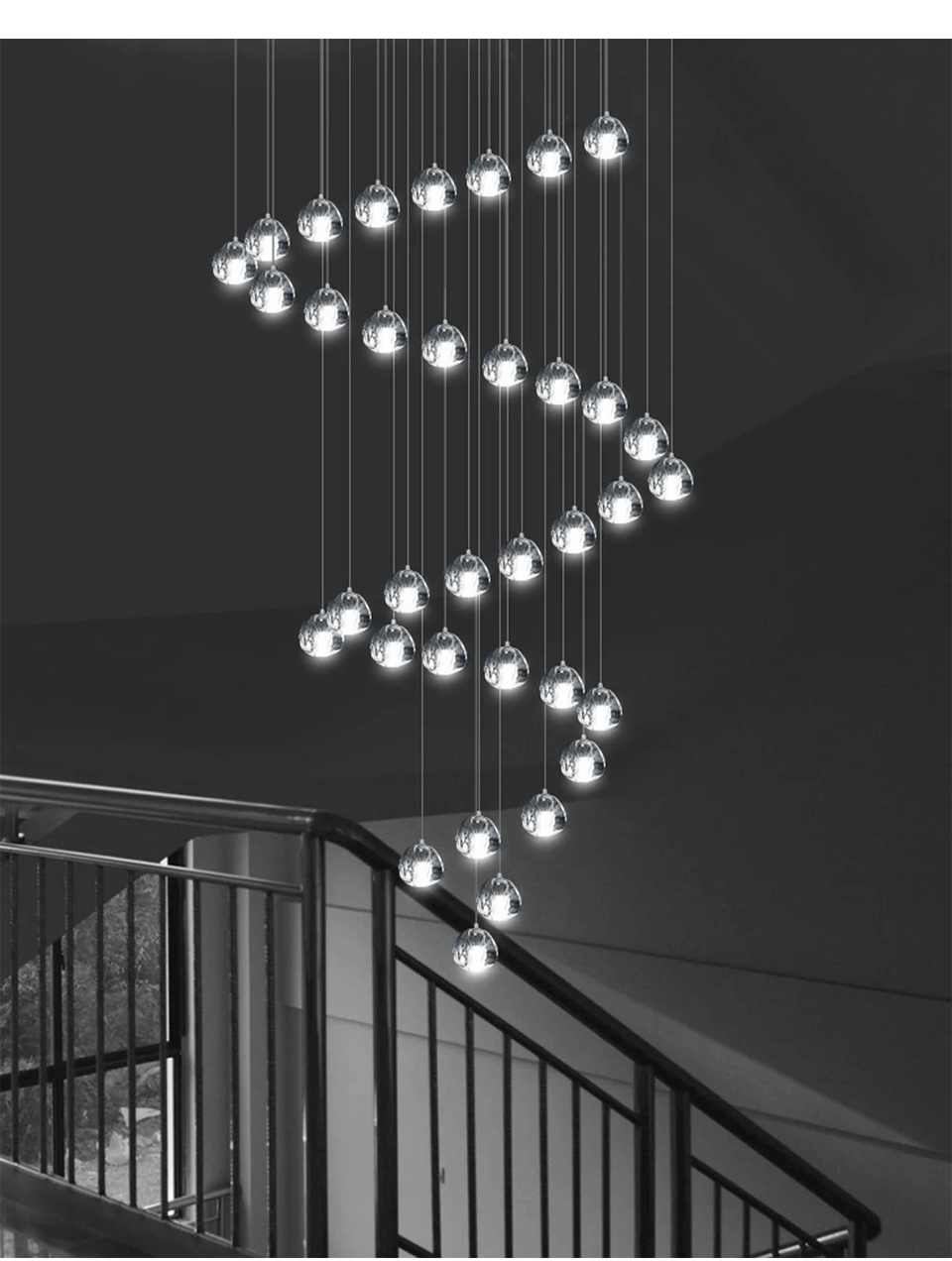 Hanging Staircase Pendant Light Crystal Ball - Shine Room