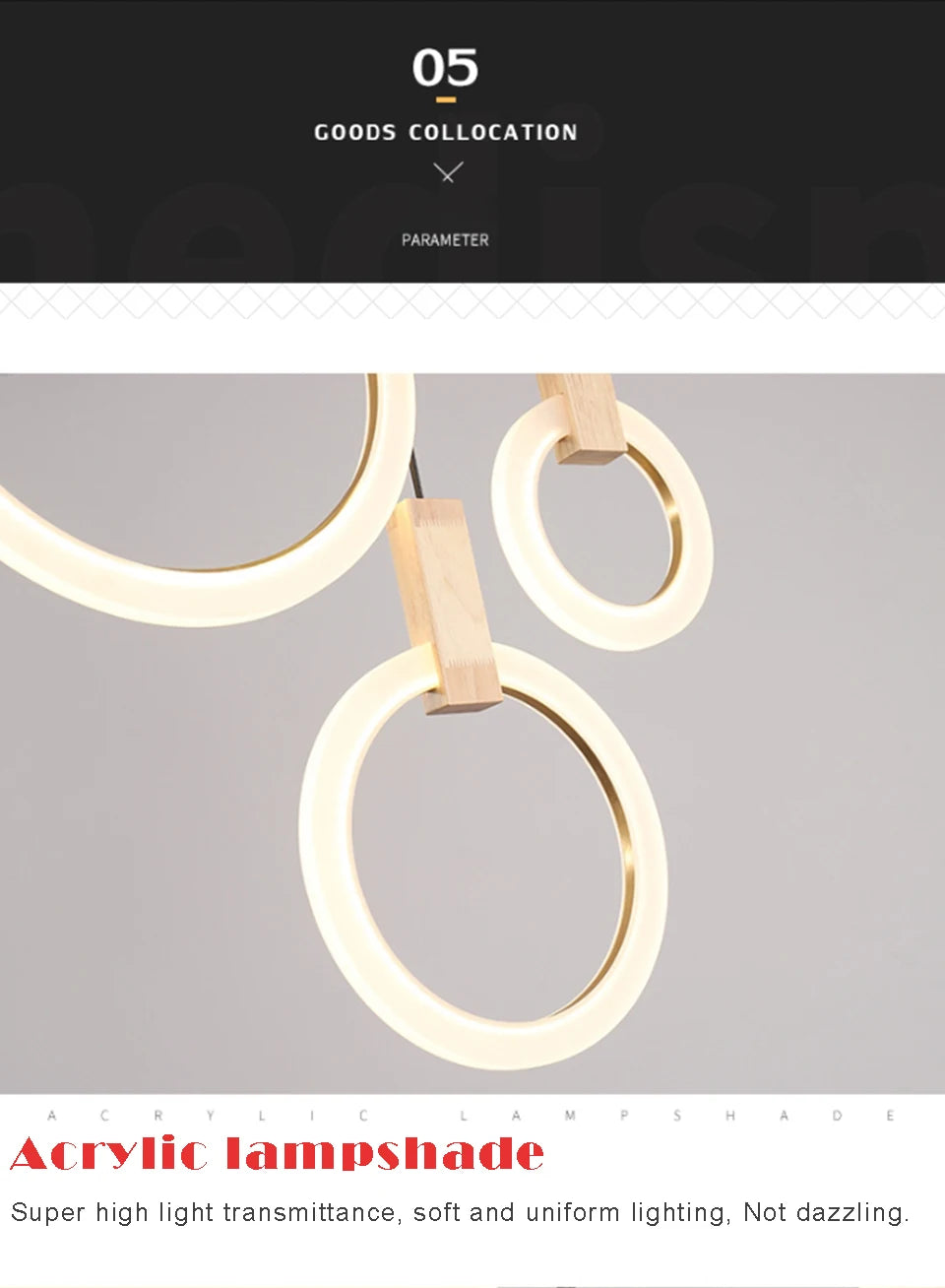 LED Chandelier Long Wooden Ring Pendant Lamp - Shine Room