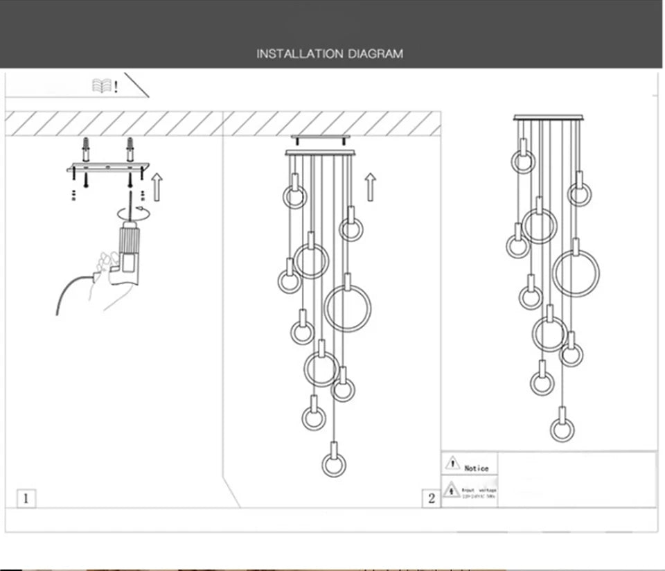 LED Chandelier Long Wooden Ring Pendant Lamp - Shine Room