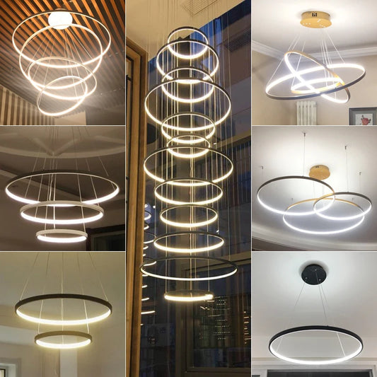 LED Modern Hanging Pendant Lights Circle Rings - Shine Room