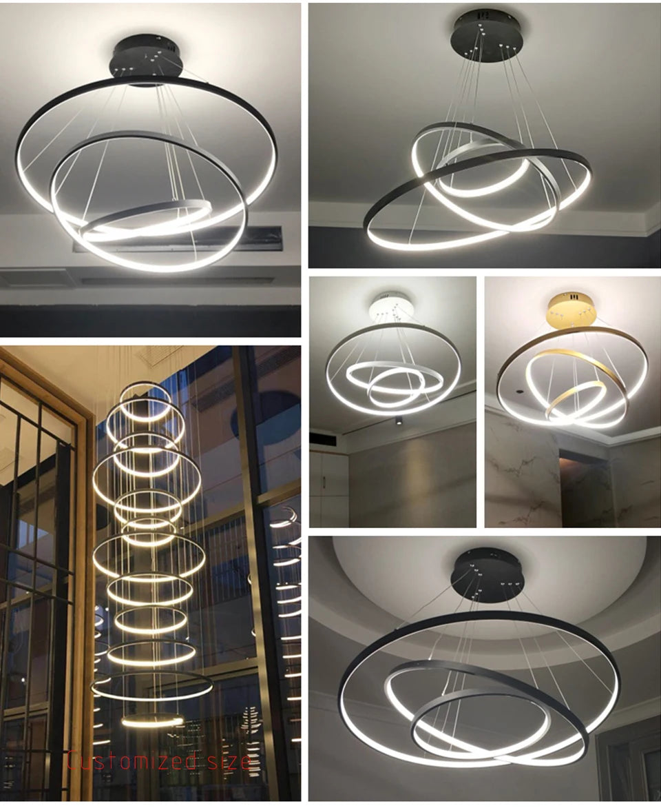 LED Modern Hanging Pendant Lights Circle Rings - Shine Room