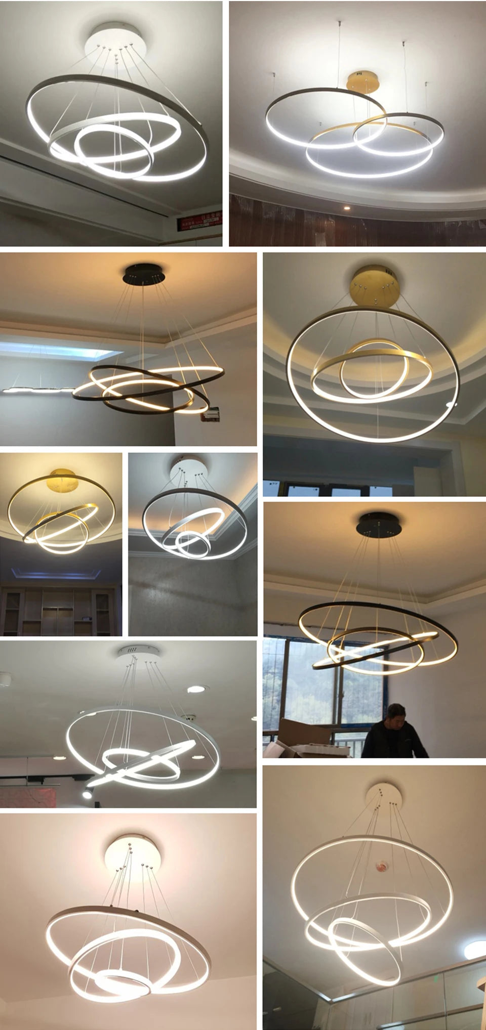 LED Modern Hanging Pendant Lights Circle Rings - Shine Room