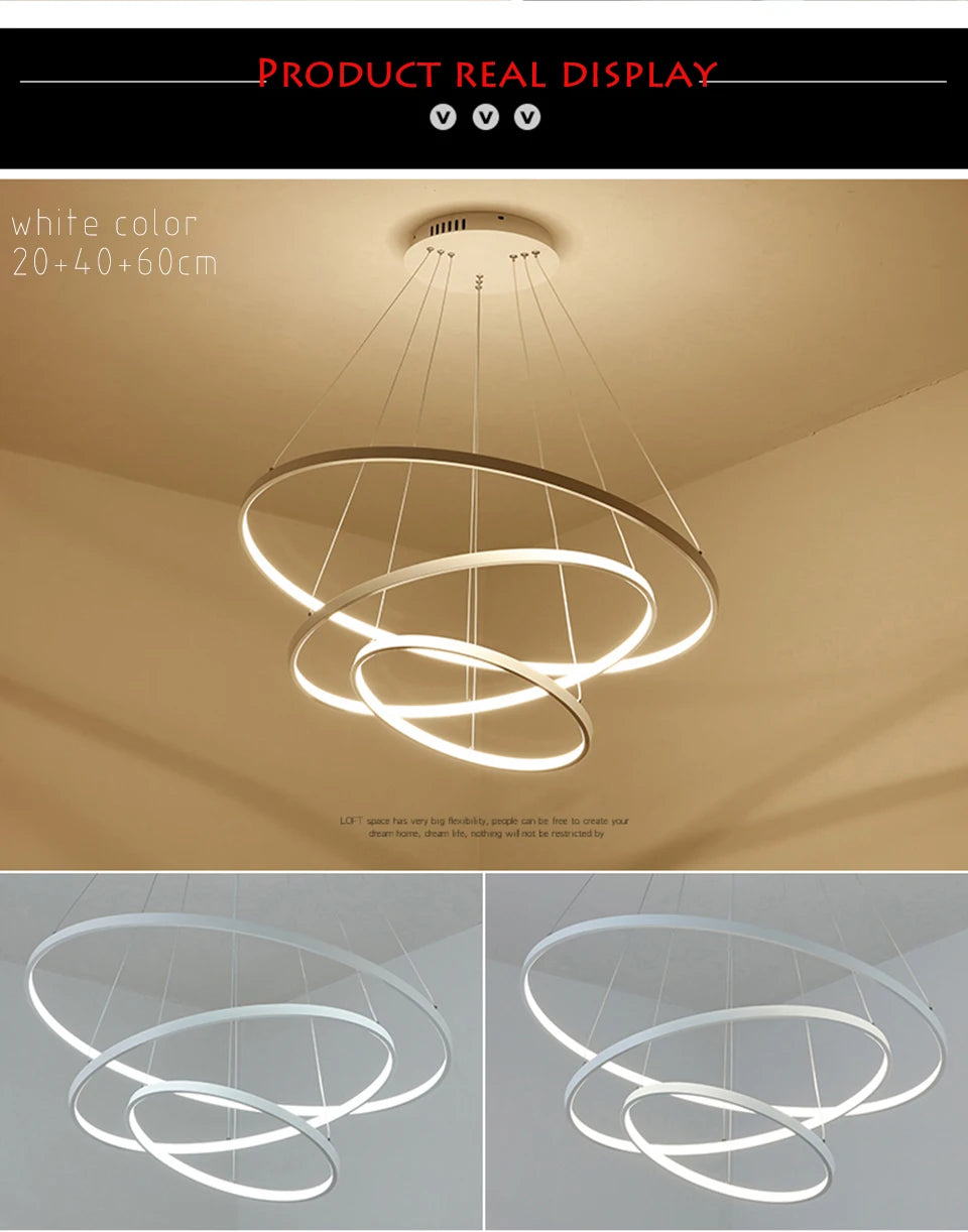 LED Modern Hanging Pendant Lights Circle Rings - Shine Room