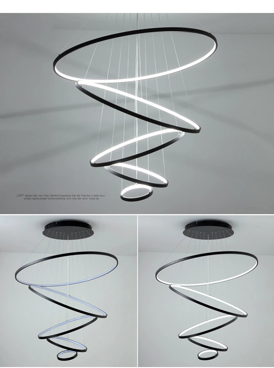 LED Modern Hanging Pendant Lights Circle Rings - Shine Room