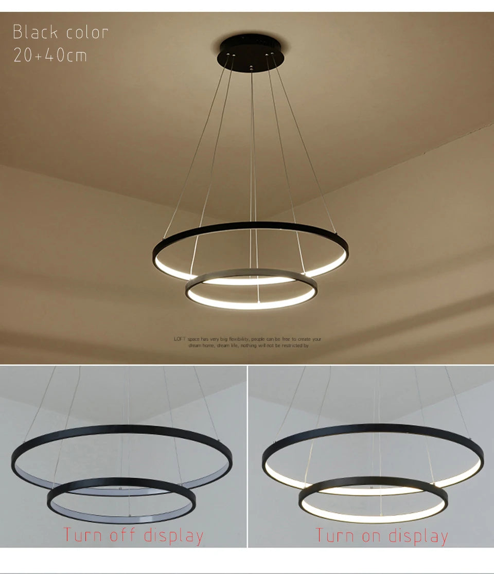 LED Modern Hanging Pendant Lights Circle Rings - Shine Room