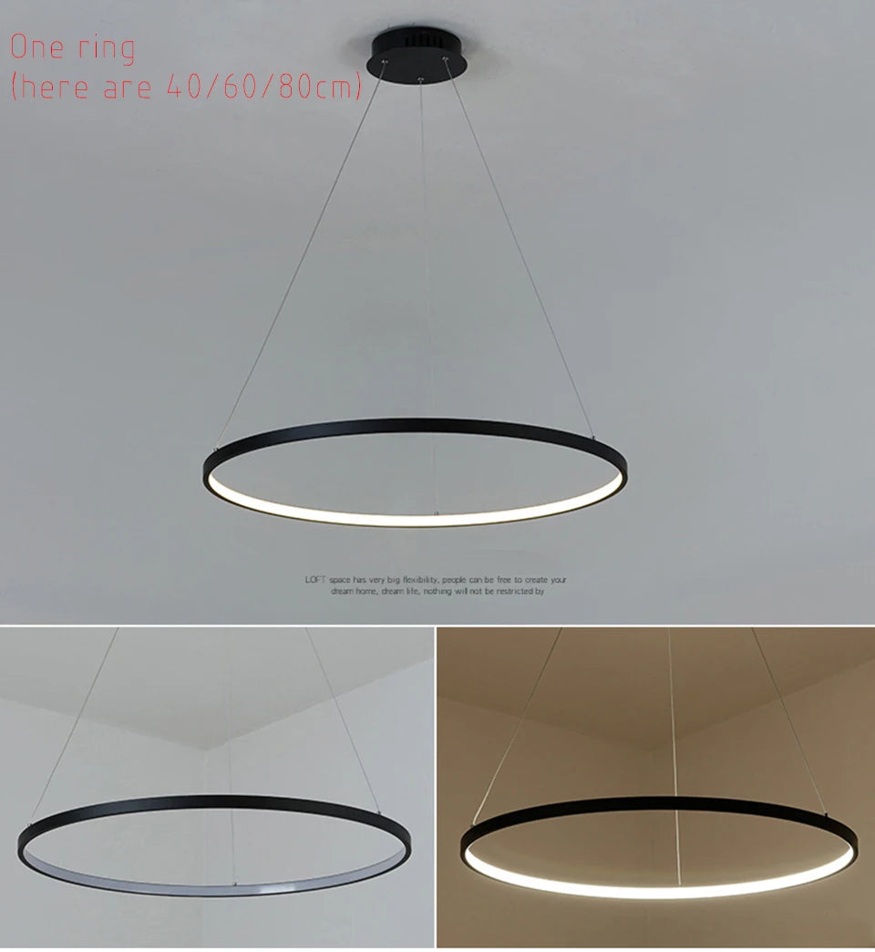 LED Modern Hanging Pendant Lights Circle Rings - Shine Room