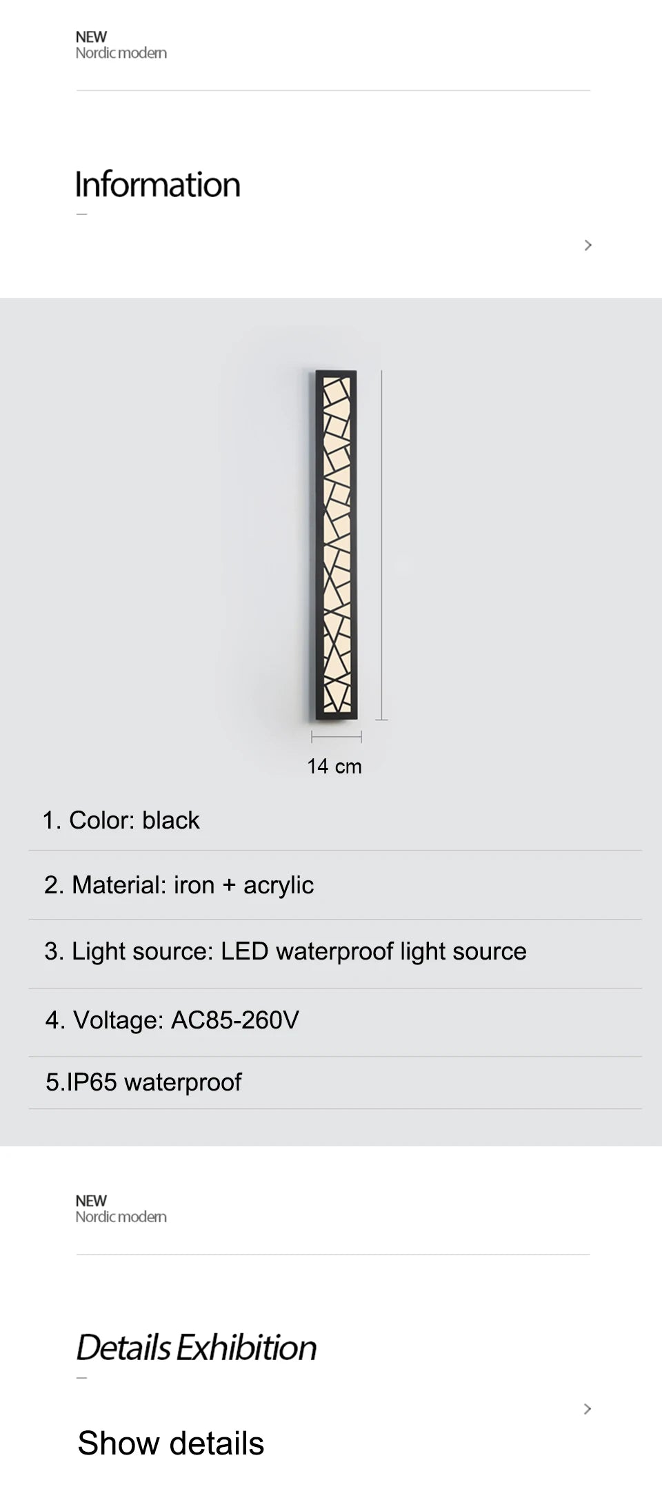 LED Outdoor Long Wall Light IP65 Waterproof - Shine Room