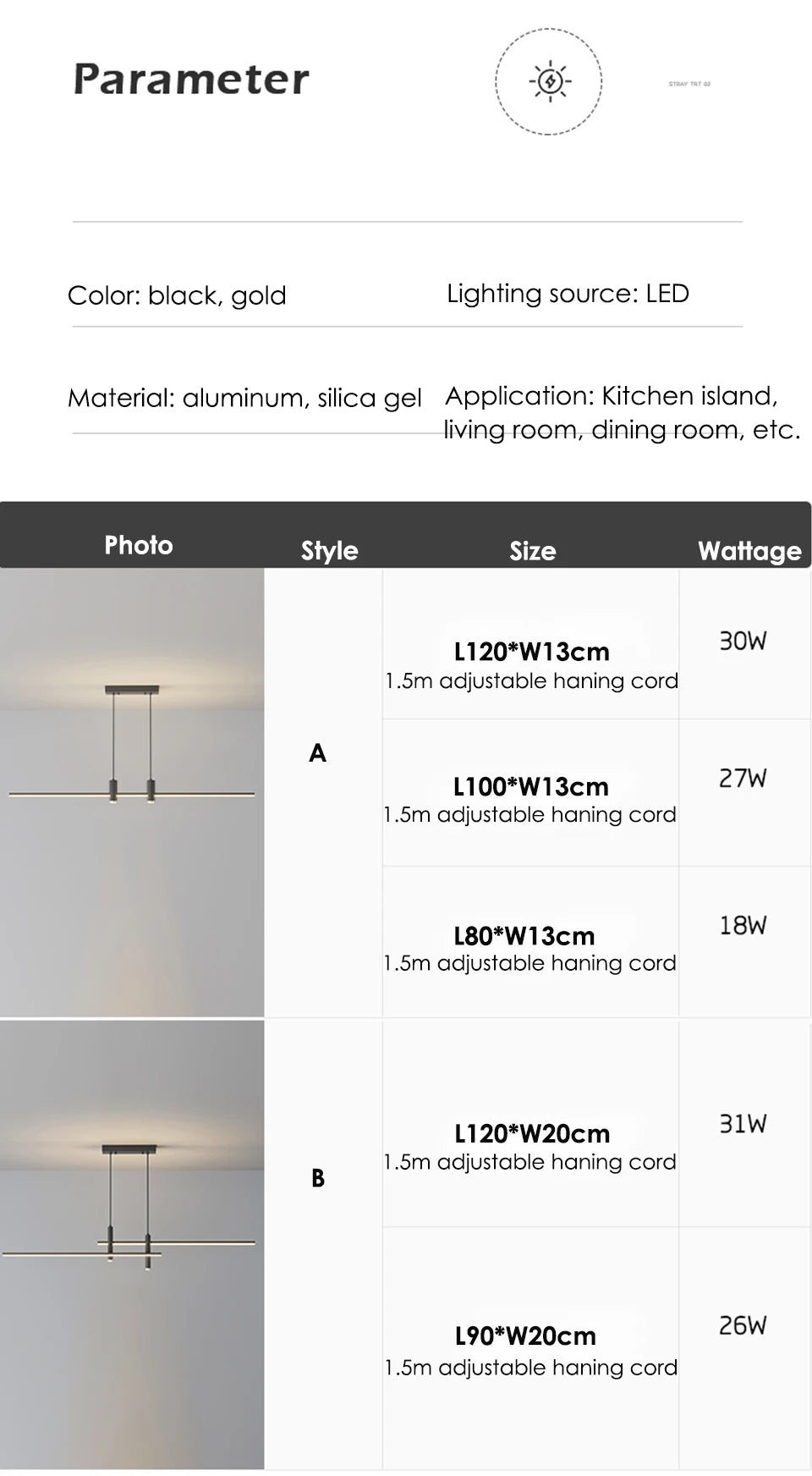 LED Pendant Light Adjustable Linear Chandelier - Shine Room