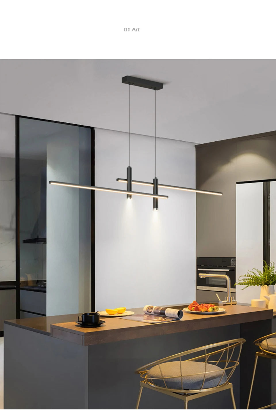 LED Pendant Light Adjustable Linear Chandelier - Shine Room