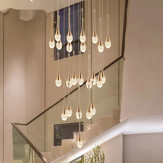 Luxury Crystal Long Hanging Staircase Chandelier - Shine Room