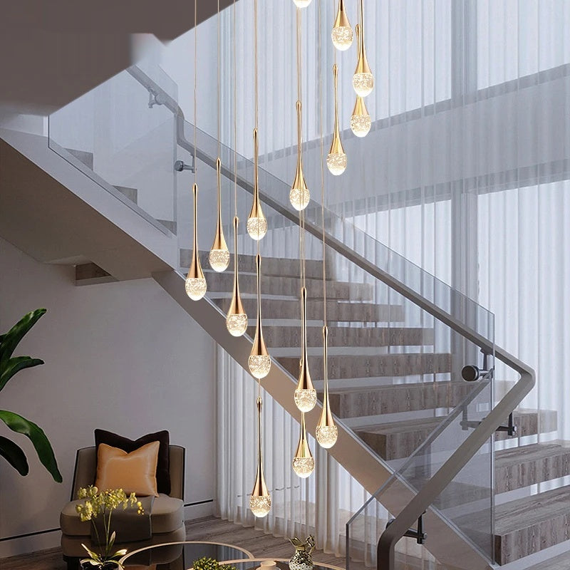 Luxury Crystal Long Hanging Staircase Chandelier - Shine Room