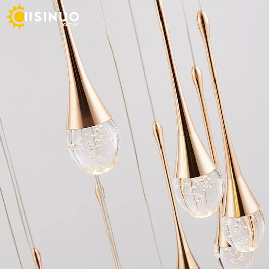 Luxury Crystal Long Hanging Staircase Chandelier - Shine Room