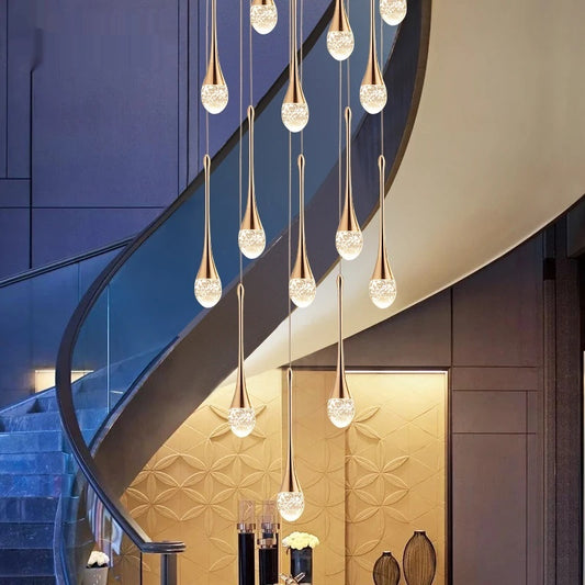Luxury Crystal Long Hanging Staircase Chandelier - Shine Room
