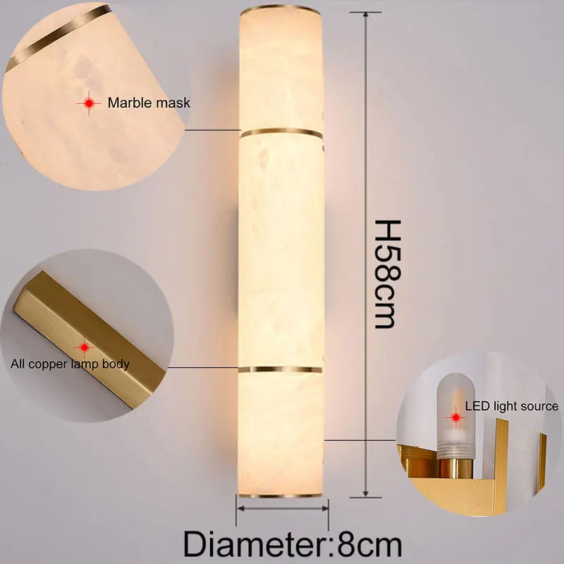 Luxury Marble Wall Sconce Copper Gold Lamp - Shine Room