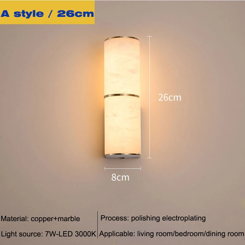 Luxury Marble Wall Sconce Copper Gold Lamp - Shine Room