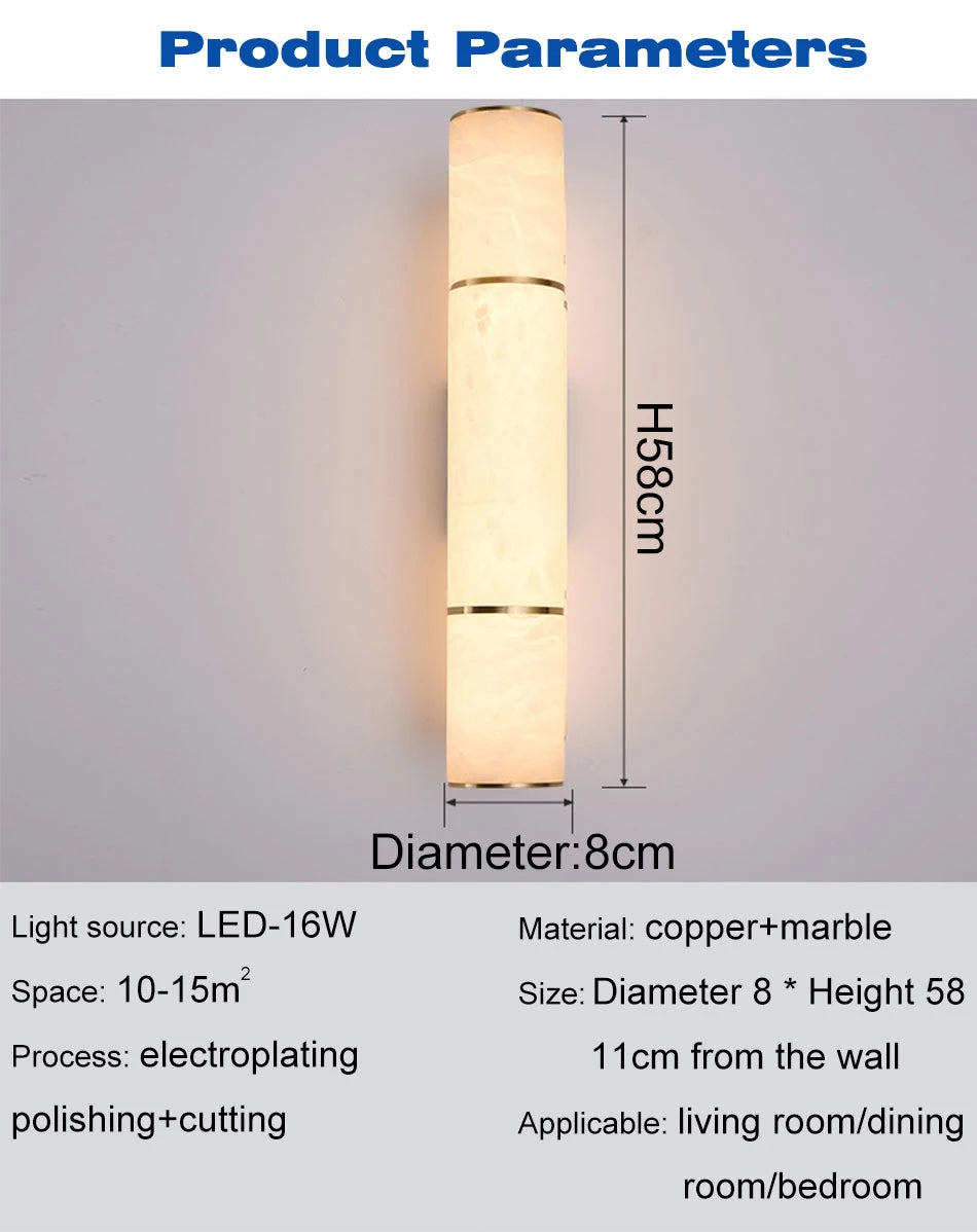 Luxury Marble Wall Sconce Copper Gold Lamp - Shine Room