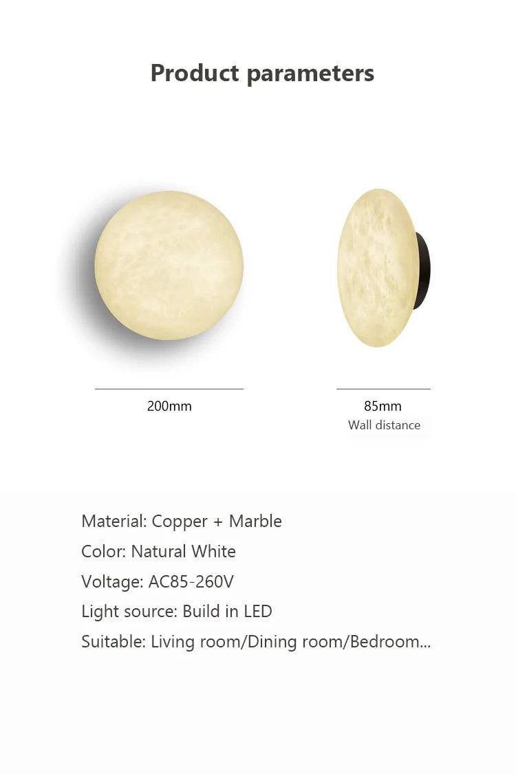Marble Copper Wall Lamp Round Luxury - Shine Room