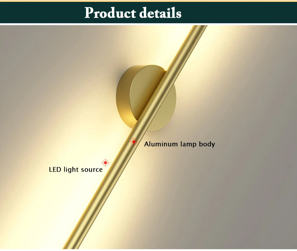 Modern LED Wall Lamp Long Strip Indoor Lighting - Shine Room