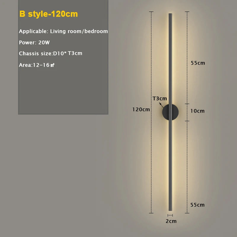 Modern LED Wall Lamp Long Strip Indoor Lighting - Shine Room
