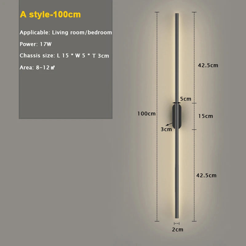 Modern LED Wall Lamp Long Strip Indoor Lighting - Shine Room