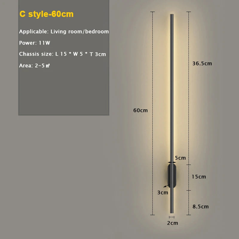 Modern LED Wall Lamp Long Strip Indoor Lighting - Shine Room