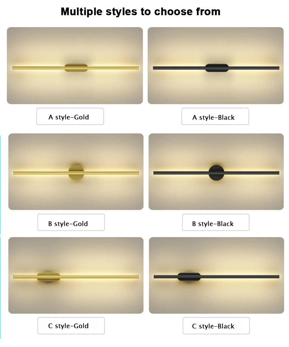 Modern LED Wall Lamp Long Strip Indoor Lighting - Shine Room
