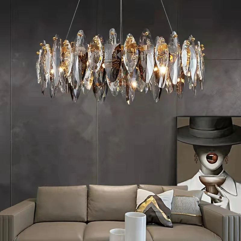 Modern Luxury Crystal Chandelier Round Wave Design - Shine Room