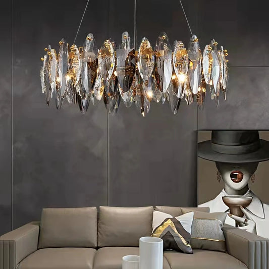 Modern Luxury Crystal Chandelier Round Wave Design - Shine Room