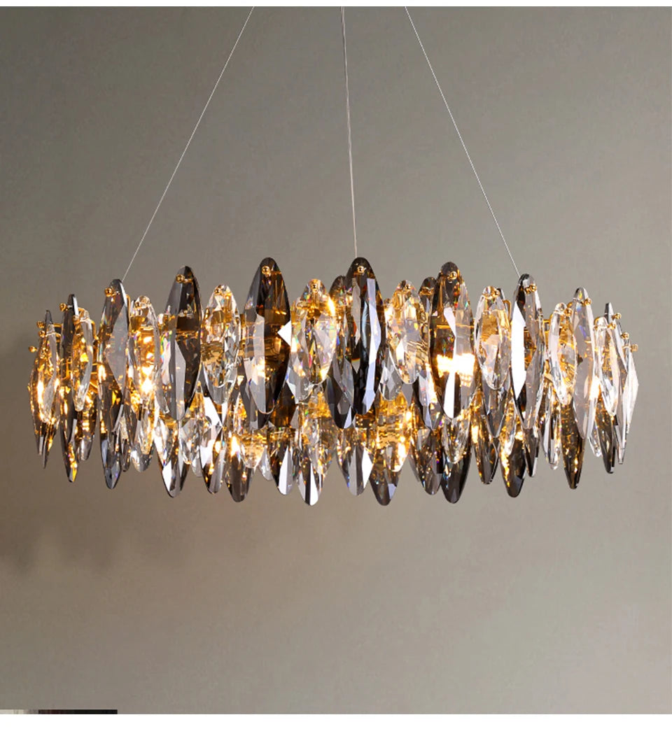 Modern Luxury Crystal Chandelier Round Wave Design - Shine Room