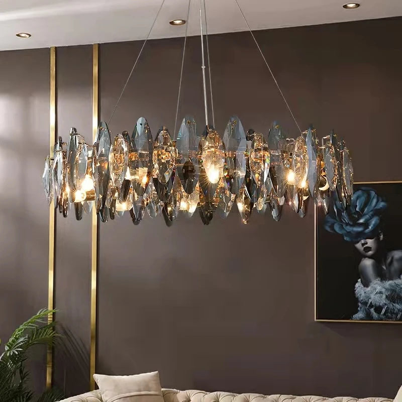 Modern Luxury Crystal Chandelier Round Wave Design - Shine Room