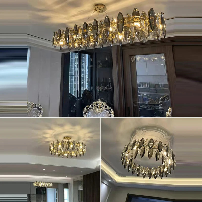 Modern Luxury Crystal Chandelier Round Wave Design - Shine Room