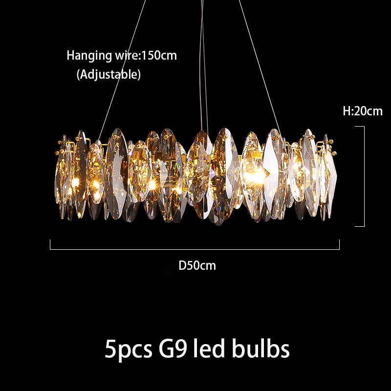 Modern Luxury Crystal Chandelier Round Wave Design - Shine Room