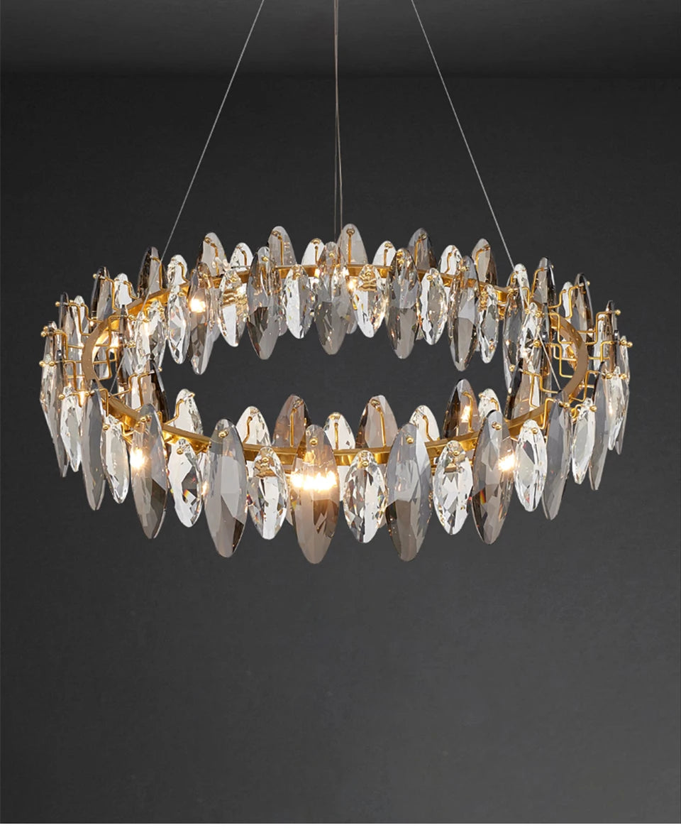 Modern Luxury Crystal Chandelier Round Wave Design - Shine Room