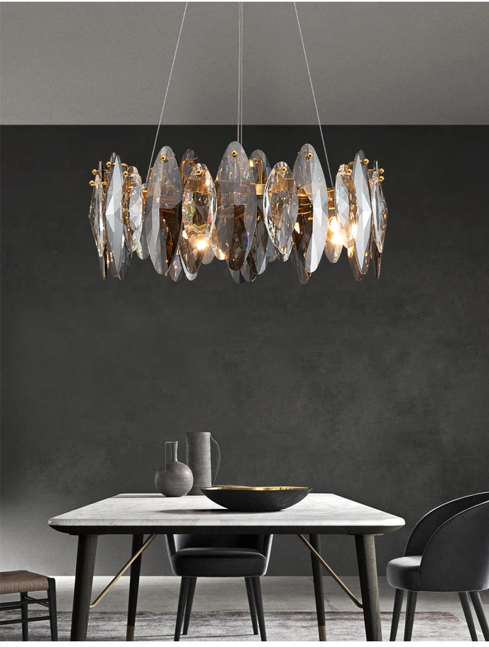 Modern Luxury Crystal Chandelier Round Wave Design - Shine Room