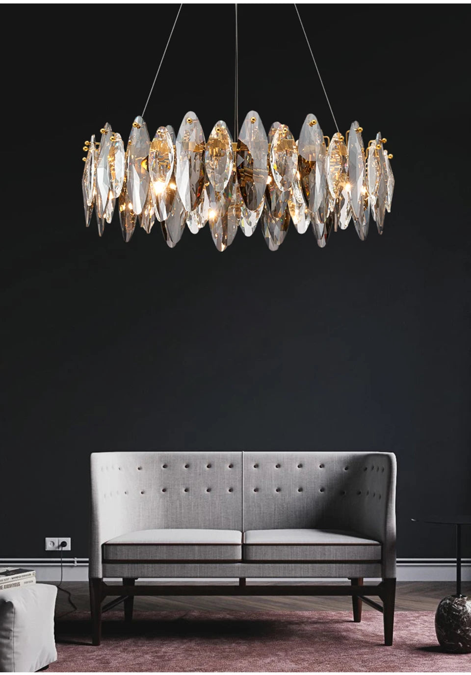 Modern Luxury Crystal Chandelier Round Wave Design - Shine Room