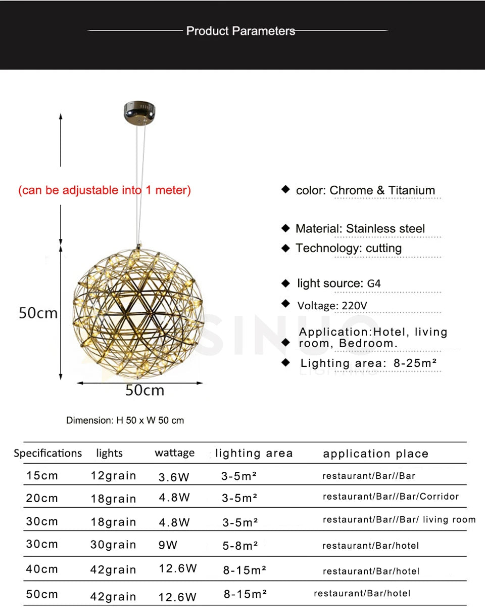 Modern Luxury LED Spark Ball Chandelier Fireworks - Shine Room