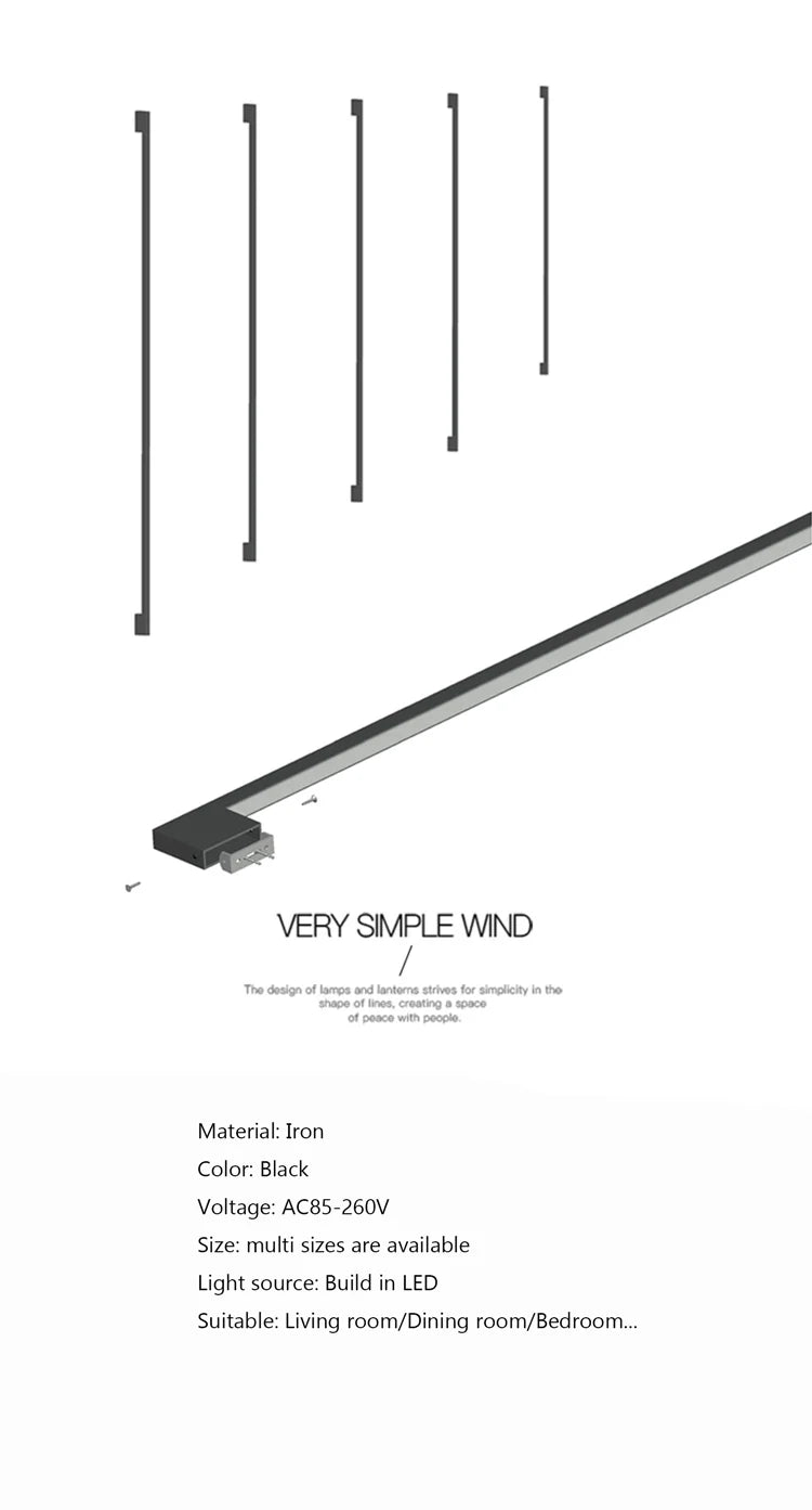 Narrow Black Long Strip Wall Lamp Modern - Shine Room