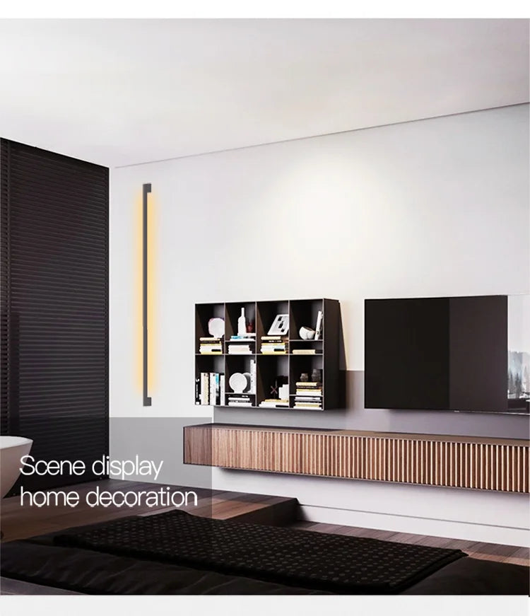 Narrow Black Long Strip Wall Lamp Modern - Shine Room