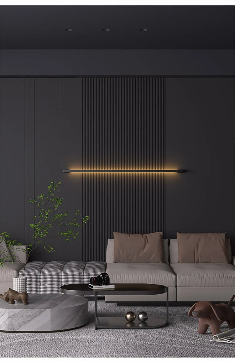 Narrow Black Long Strip Wall Lamp Modern - Shine Room