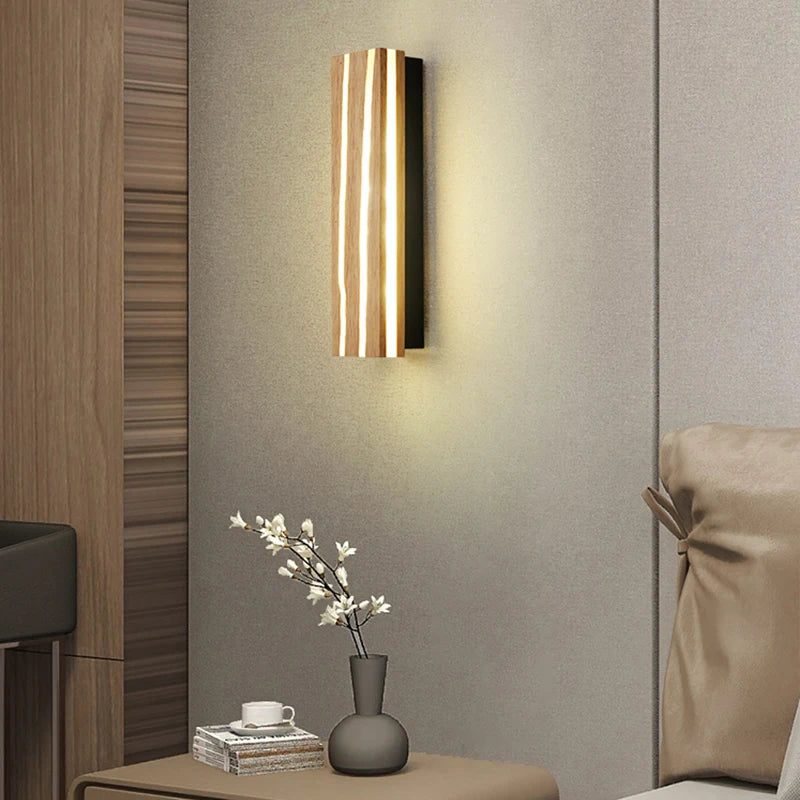 Nordic LED Wooden Wall Sconce Up Down Lighting - Shine Room