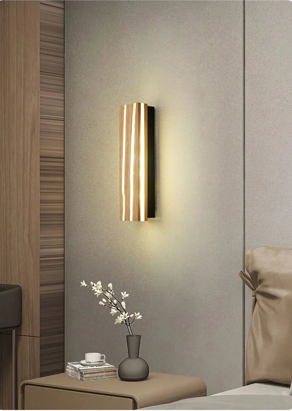 Nordic LED Wooden Wall Sconce Up Down Lighting - Shine Room