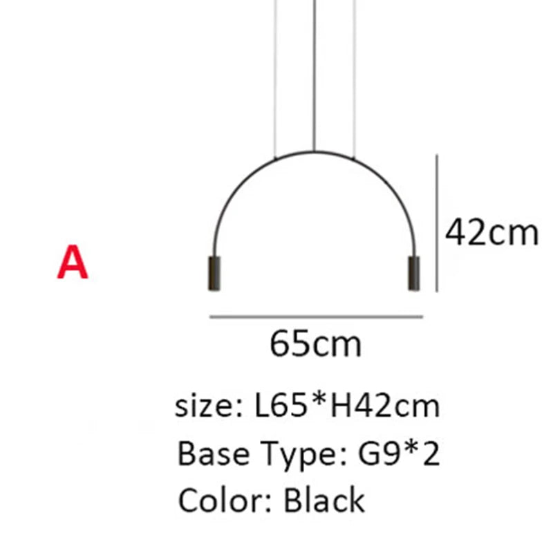 Postmodern Minimalist Black Semicircle Pendant Light - Shine Room